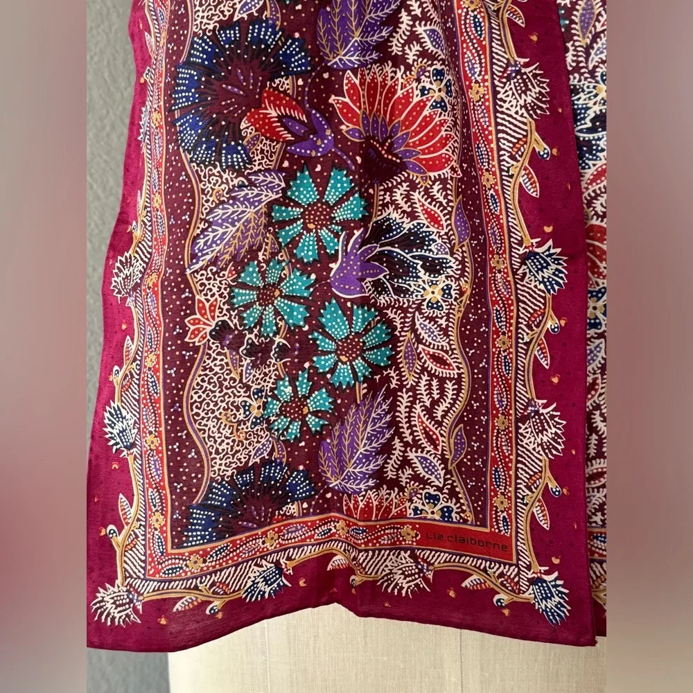 Liz Claiborne Scarf 7”x52” Likely Silk - Picture 5 of 6